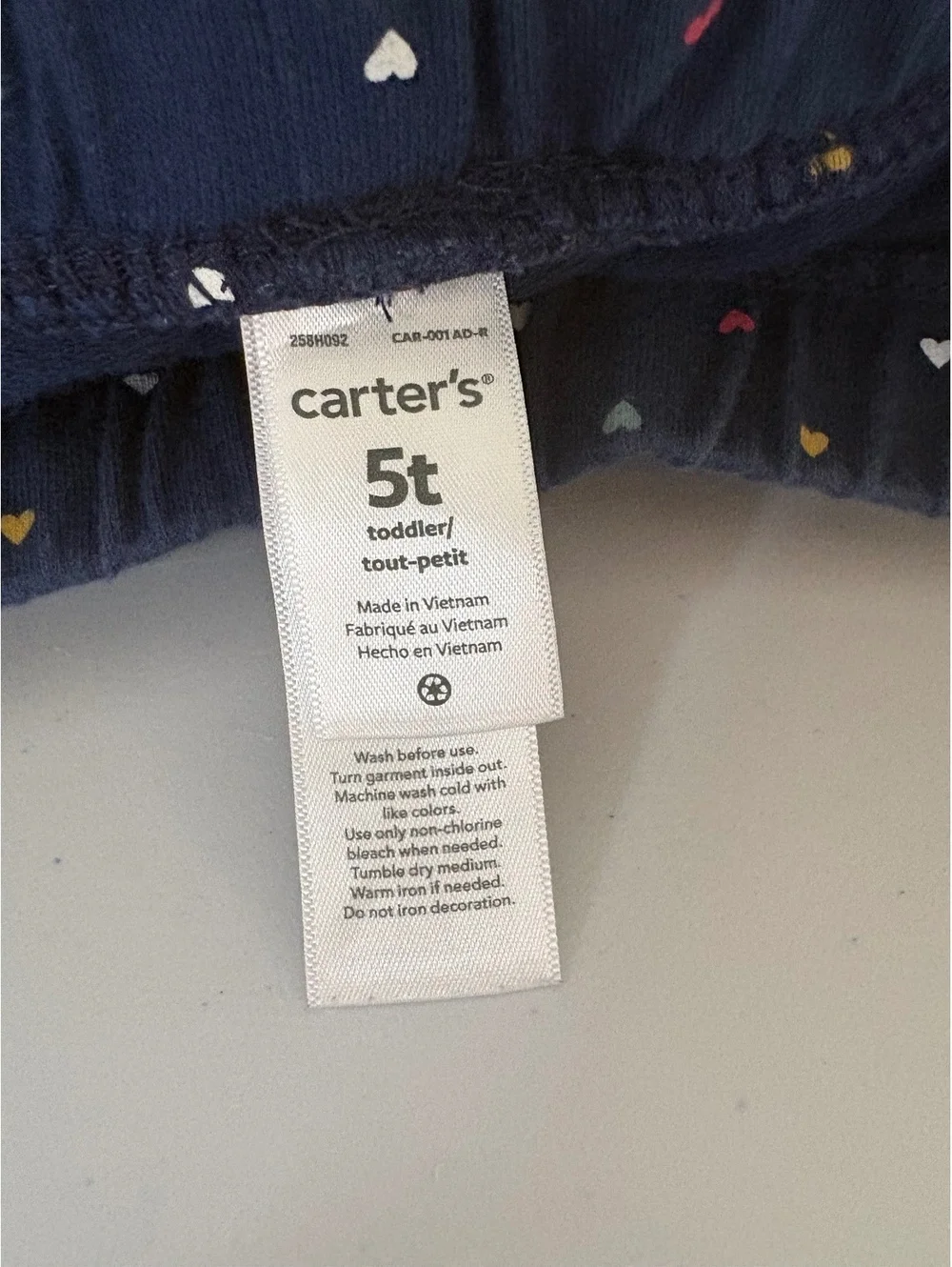 Carters measurements picture